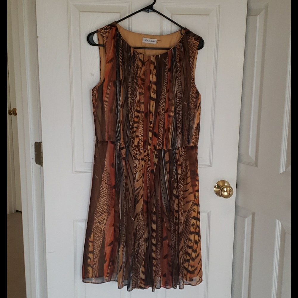 Calvin Klein feather print dress